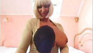 Hot step mommy with big tits fucks with